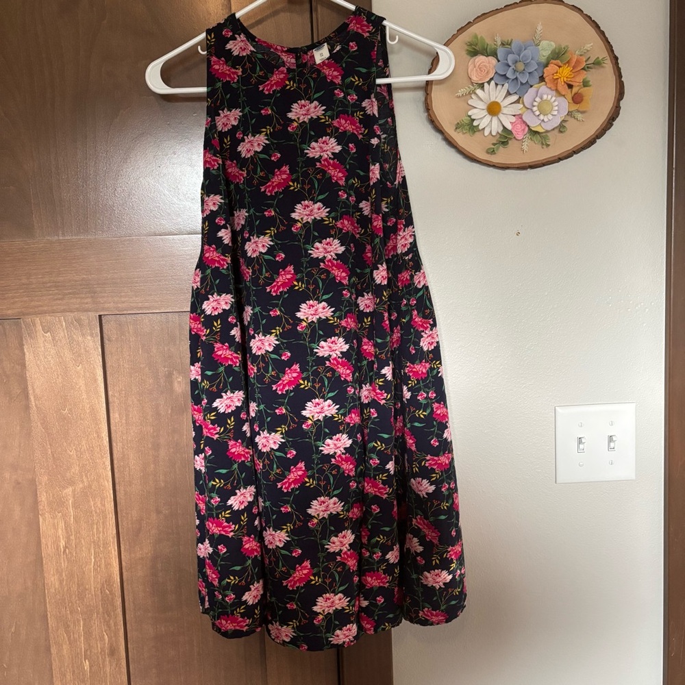 Old Navy Printed Sleeveless Swing Dress for Women Size XS Navy Blue Pink Floral - Picture 3 of 8